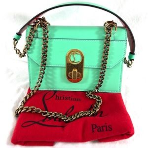 CHRISTIAN LOUBOUTIN Mint Leather Elisa Mini Crossbody Shoulder Bag Made in Italy